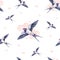 Beautiful swallow on a white background. Watercolor illustration. Spring bird brings love. Handwork. Seamless pattern