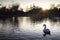 A beautiful Swan swimming in early morning