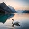 Beautiful swan in white - ai generated image