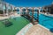 Beautiful swimming pool with thermal water at the Triton Terme Hotel overlooking the sea