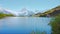 Beautiful Swiss Bachalpsee Lake, snowy alpine background, tourist attraction