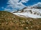 Beautiful Switzerland mountains landscape with blooming crocus flowers