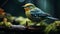 Beautiful tanager Blue-naped Chlorophonia sitting on the branch on the green forest. Generative AI