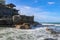 Beautiful Tanah Lot Temple in Bali Indonesia epic scene - nature and architecture background. Pilgrimage Temple of Pura Tanah Lot