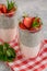 Beautiful and tasty dessert with strawberry and chia seeds