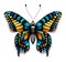 Beautiful tattoo for your chest. Blue Machaon butterfly. Tropical realistic butterfly with shadow. Female symbol