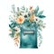 beautiful teal floral post box clipart illustration