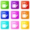Beautiful teapot icons set 9 color collection