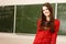 Beautiful teen girl high achiever in classroom over desk happy s