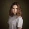 Beautiful Teenage Girl With Bushy Eyebrows In Grey T-Shirt