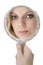 Beautiful teenage girl\'s reflection in a mirror