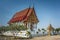 Beautiful temple and blue sky .