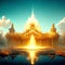 Beautiful temple in the south of Thailand. Digital painting style. AI Generated