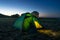 Beautiful tent under evening blue sky