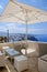 Beautiful Terrace with a stunning view over the Caldera on the island of Santorini Greece