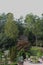 The beautiful terraced gardens and fish pond at Sarah Duke Gardens in Durham, North Carolina