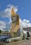 Beautiful and terrible Sphinx chimera of Egyptian bridge, monument to early 19th c, over Fontanka river, St. Petersburg