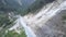 Beautiful terrible view of deep ravine with road landslides