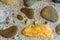 Beautiful texture background of diverse colored stones in different sizes with flint rocks in between