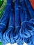 Beautiful texture blue rope pile closeup