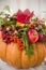 Beautiful thanksgiving centerpiece. Autumn pumpkin flower arrangement centerpiece