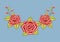 Beautiful three roses embroidery design for neckline. Stock Vector.