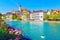 Beautiful Thun city, Lake Thunersee, swiss alps, Switzerland