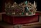 Beautiful tiara with precious stones in a box. AI Generated