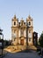 Beautiful tiled bell towers and facade of the Porto Se