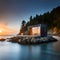 Beautiful tiny house on a boat - ai generated image