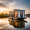 Beautiful tiny house on a boat - ai generated image