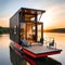 Beautiful tiny house on a boat - ai generated image