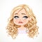 Beautiful tired cartoon blond girl with magnificent curly hair portrait
