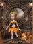 Beautiful toon pumpkin girl