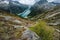 Beautiful top down view of Schlegeis Stausee and alps mountain around. Zillertal, Austria, Europe