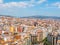 Beautiful top view on Barcelona on sunny day, Spain