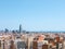 Beautiful top view on Barcelona on sunny day, Spain