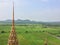 Beautiful Top view Field at `Wat tum sua temple` most popular temple