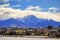 Beautiful top view land scape of lake wanaka town in cloudy day