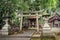 Beautiful tori stoned gates and lanterns, kyoto, kansai, Japan