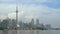Beautiful Toronto's skyline with CN Tower over lake. Urban architecture. Canada