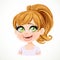 Beautiful touched cartoon fair-haired girl with hair gathered in ponytail portrait