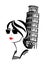 Beautiful tourist woman and pisa tower vector portrait