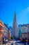 Beautiful touristic view of Transamerica Pyramid building in the popular and cultural downtown area of San Francisco