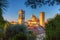 Beautiful towers of the Citta Alta in Bergamo at sunrise, Italy