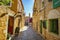 The beautiful town of Areopoli with traditional architectural buildings and stoned houses in Laconia, Greece