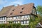 Beautiful traditional European style timber framing houses in city center of Wissembourg in France