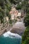 Beautiful traditional fishermens houses in the Fjord of Furry at the Amalfi Coast, Italy