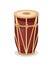 Beautiful traditional Indian drum, wooden musical percussion instrument with ornament.