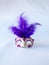 Beautiful Traditional Venetian Style Purple and White with Long Feather Carnival Mask, Gorgeous Masquerade Accessories on White